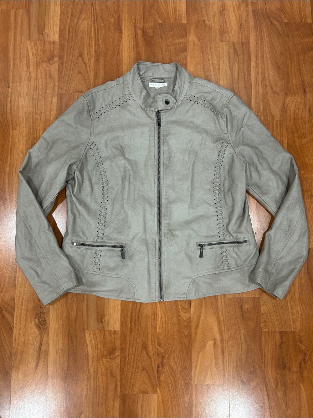 Worthington Taupe Faux Leather Zip Jacket